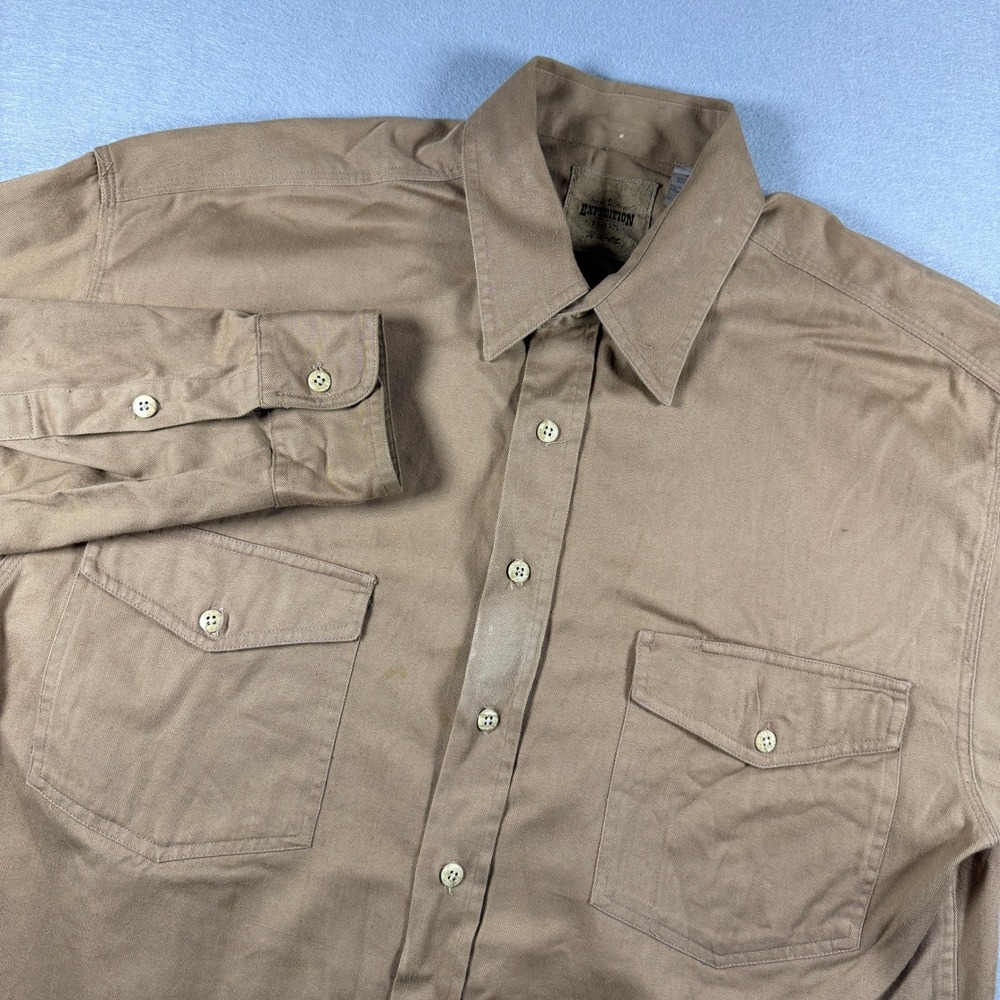 Duck Head Expedition Button Up Shirt Mens Large Tan Safari Cotton Twill Rugged